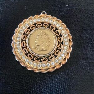 Gold coin medallion pendant